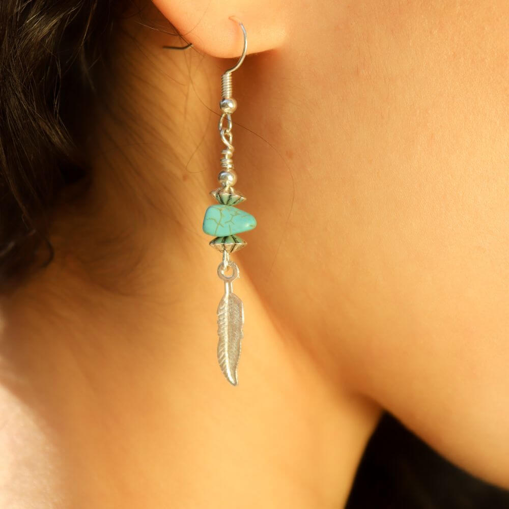 Feather Turquoise Be Still Earrings