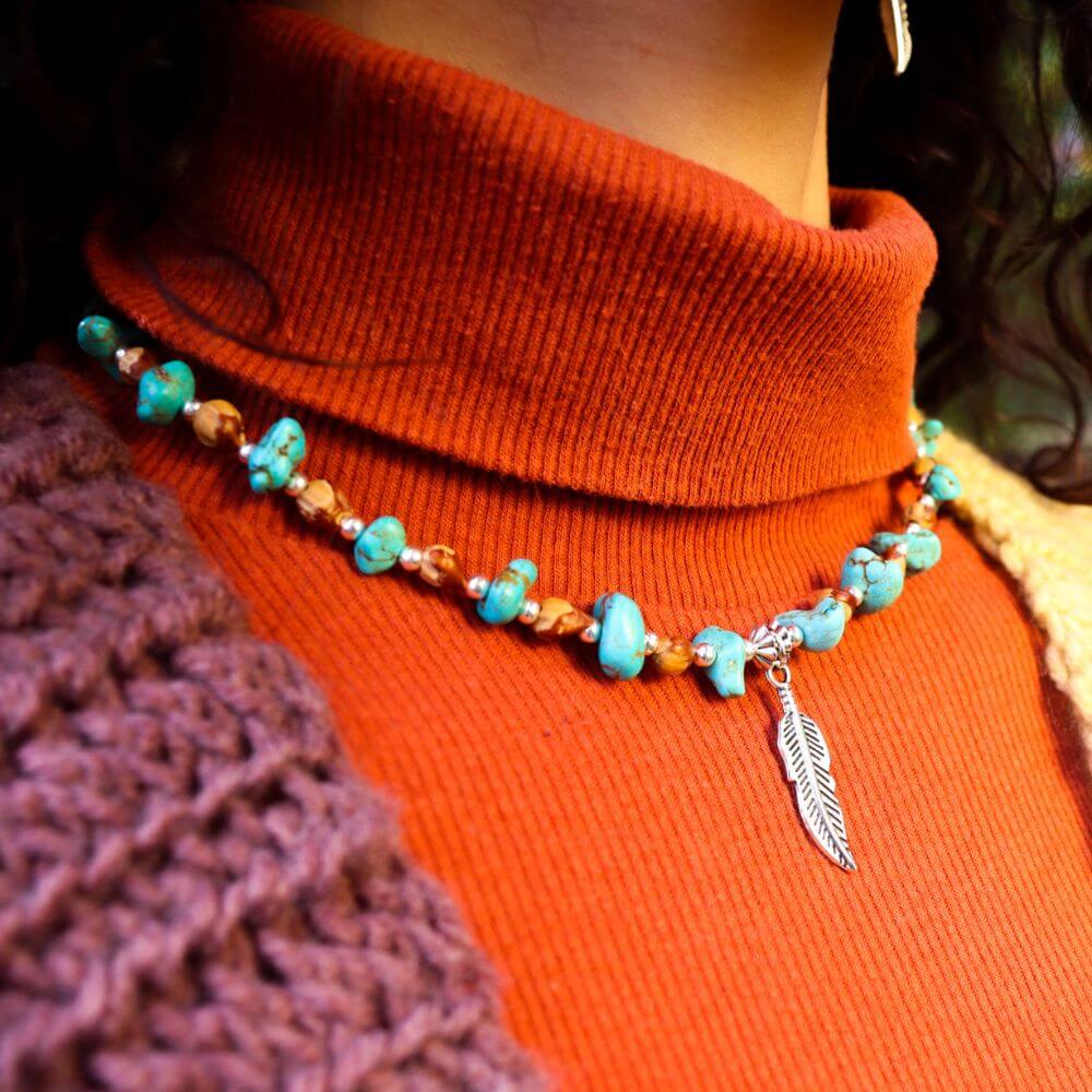 Feather Turquoise Be Still Necklace