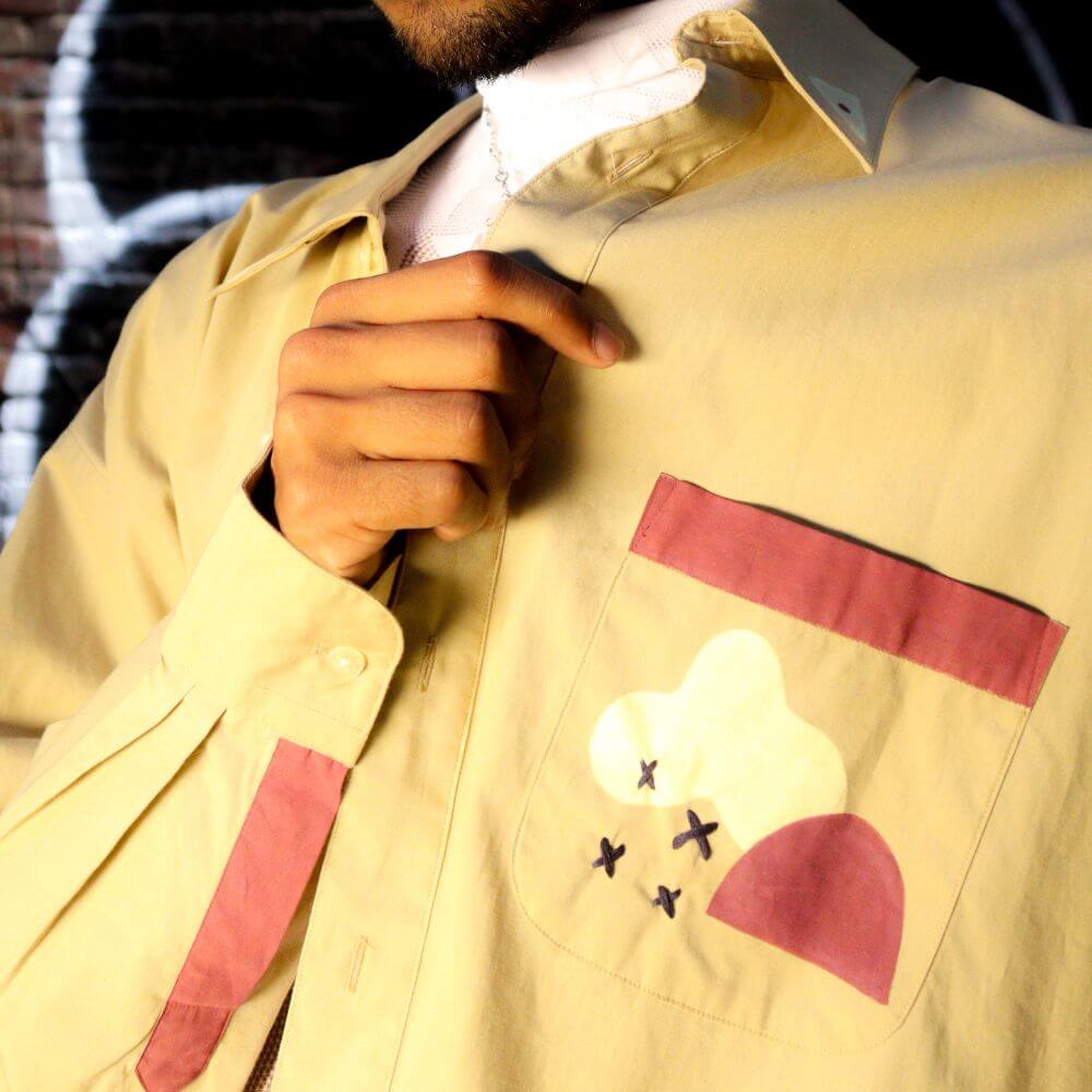 “Loopy Maroon” Hand-Drawn Up-cycled Button Down