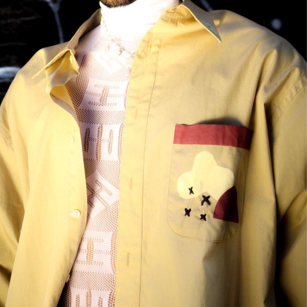 “Loopy Maroon” Hand-Drawn Up-cycled Button Down