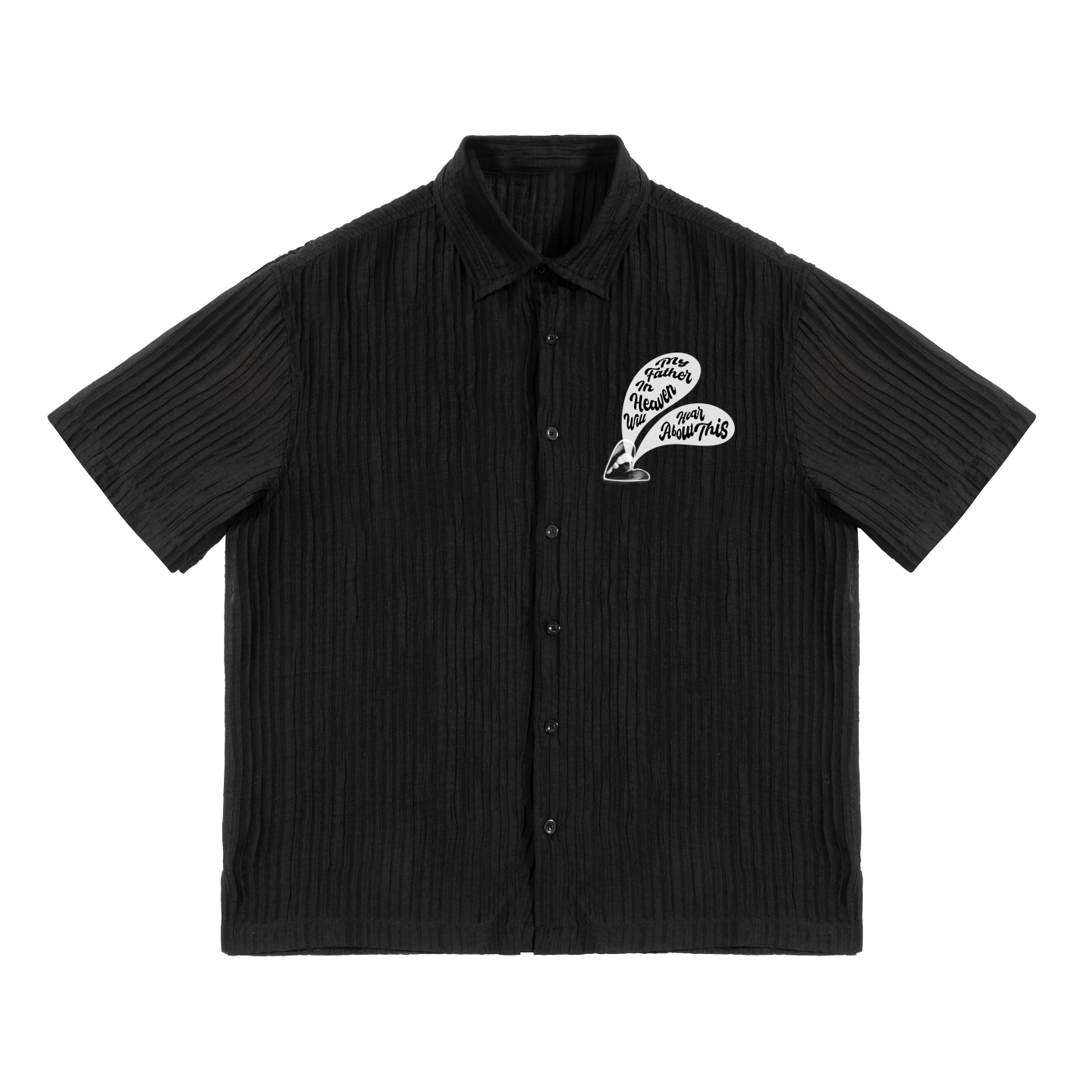 (Pre-Order) God Collage Black Ribbed Button Down